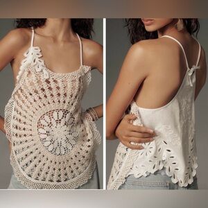 Anthropologie Crochet Embroidered Sweater Tank Top, Size XS